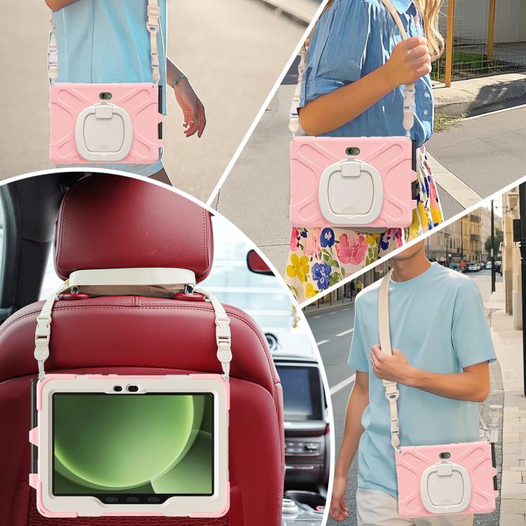 For Samsung Galaxy Tab Active5 Pro Silicone Hybrid PC Tablet Case with Holder & Shoulder Strap