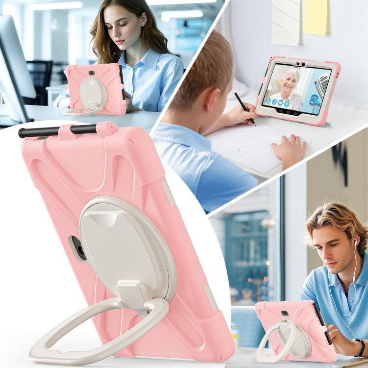 For Samsung Galaxy Tab Active5 Pro Silicone Hybrid PC Tablet Case with Holder & Shoulder Strap