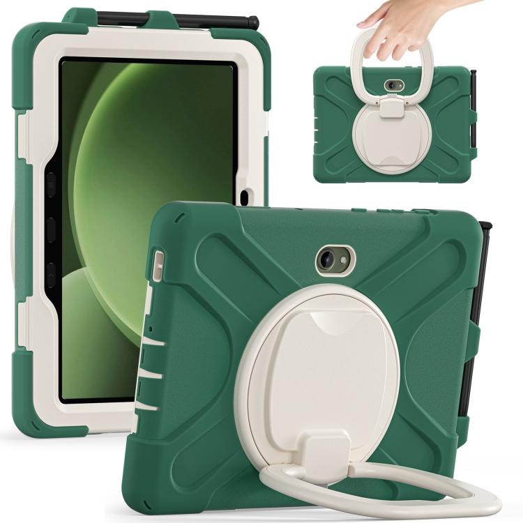 For Samsung Galaxy Tab Active5 Pro Silicone Hybrid PC Tablet Case with Holder & Shoulder Strap