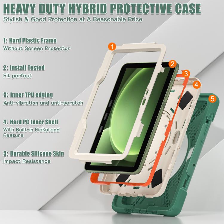 For Samsung Galaxy Tab Active5 Pro Silicone Hybrid PC Tablet Case with Holder & Shoulder Strap