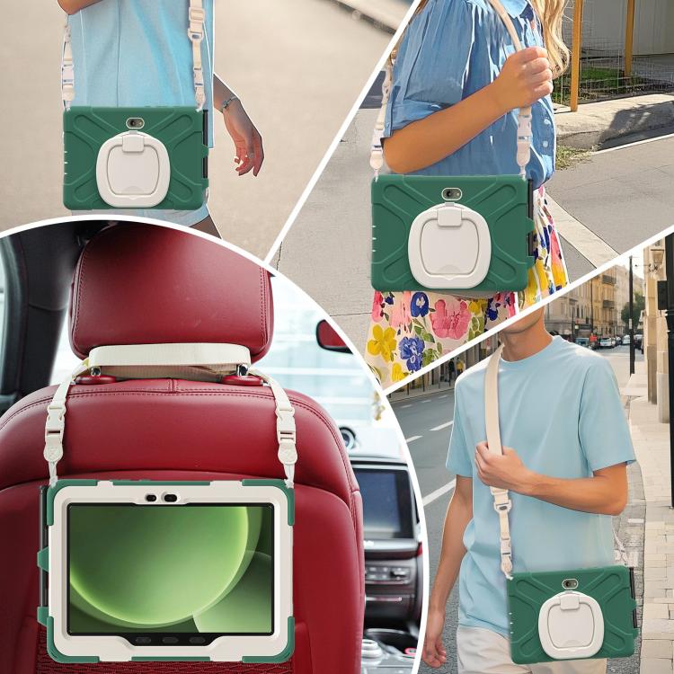 For Samsung Galaxy Tab Active5 Pro Silicone Hybrid PC Tablet Case with Holder & Shoulder Strap