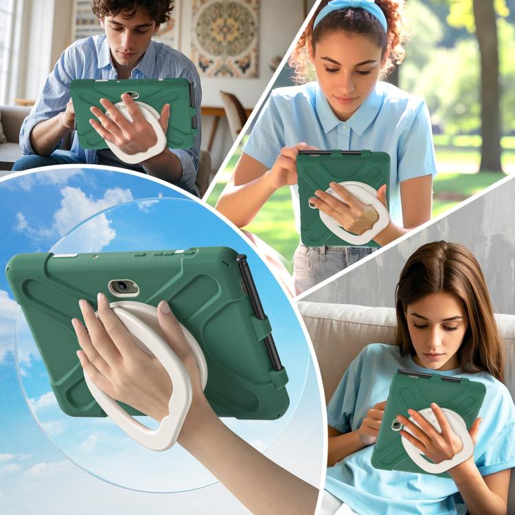 For Samsung Galaxy Tab Active5 Pro Silicone Hybrid PC Tablet Case with Holder & Shoulder Strap