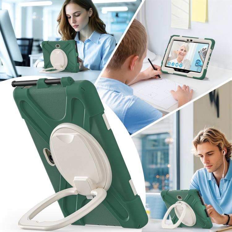 For Samsung Galaxy Tab Active5 Pro Silicone Hybrid PC Tablet Case with Holder & Shoulder Strap