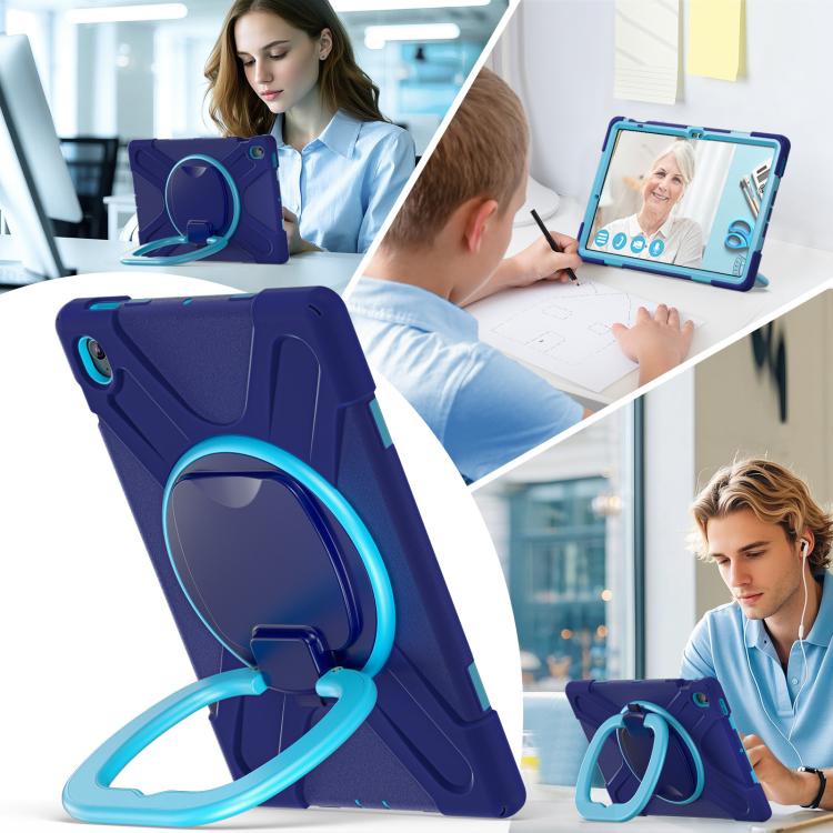 For Samsung Galaxy Tab S10 FE+ Silicone Hybrid PC Tablet Case with Holder & Shoulder Strap