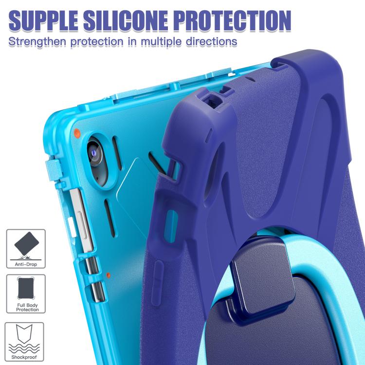 For Samsung Galaxy Tab S10 FE+ Silicone Hybrid PC Tablet Case with Holder & Shoulder Strap
