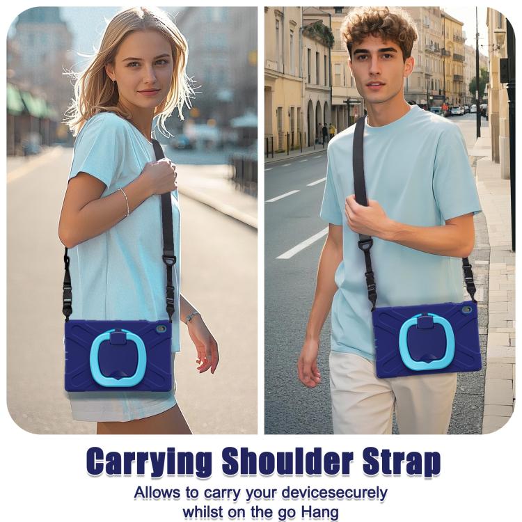 For Samsung Galaxy Tab S10 FE+ Silicone Hybrid PC Tablet Case with Holder & Shoulder Strap