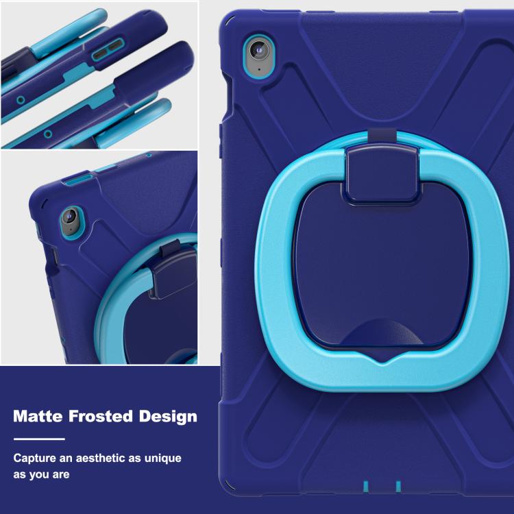 For Samsung Galaxy Tab S10 FE+ Silicone Hybrid PC Tablet Case with Holder & Shoulder Strap