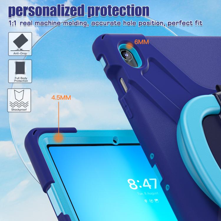 For Samsung Galaxy Tab S10 FE+ Silicone Hybrid PC Tablet Case with Holder & Shoulder Strap