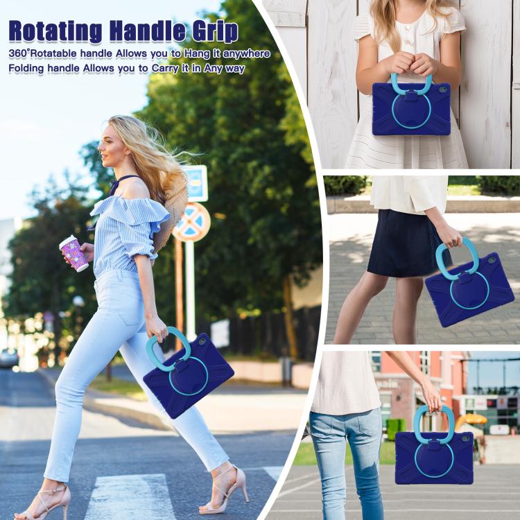 For Samsung Galaxy Tab S10 FE+ Silicone Hybrid PC Tablet Case with Holder & Shoulder Strap