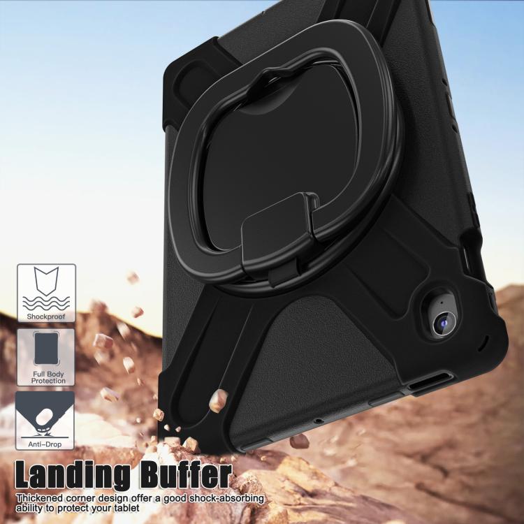 For Samsung Galaxy Tab S10 FE+ Silicone Hybrid PC Tablet Case with Holder & Shoulder Strap