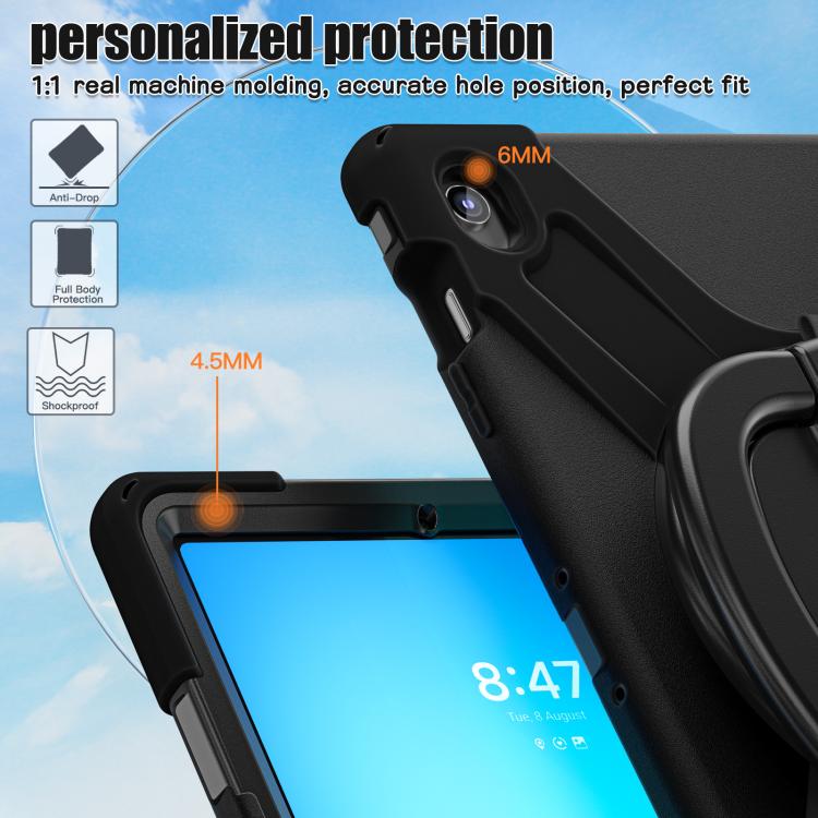 For Samsung Galaxy Tab S10 FE+ Silicone Hybrid PC Tablet Case with Holder & Shoulder Strap