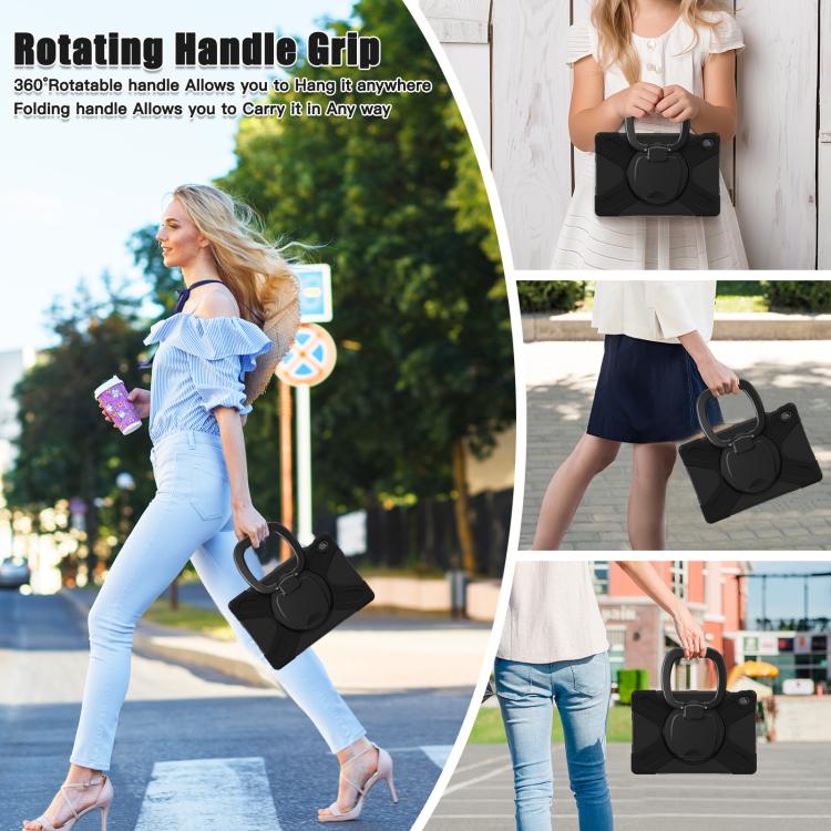 For Samsung Galaxy Tab S10 FE+ Silicone Hybrid PC Tablet Case with Holder & Shoulder Strap