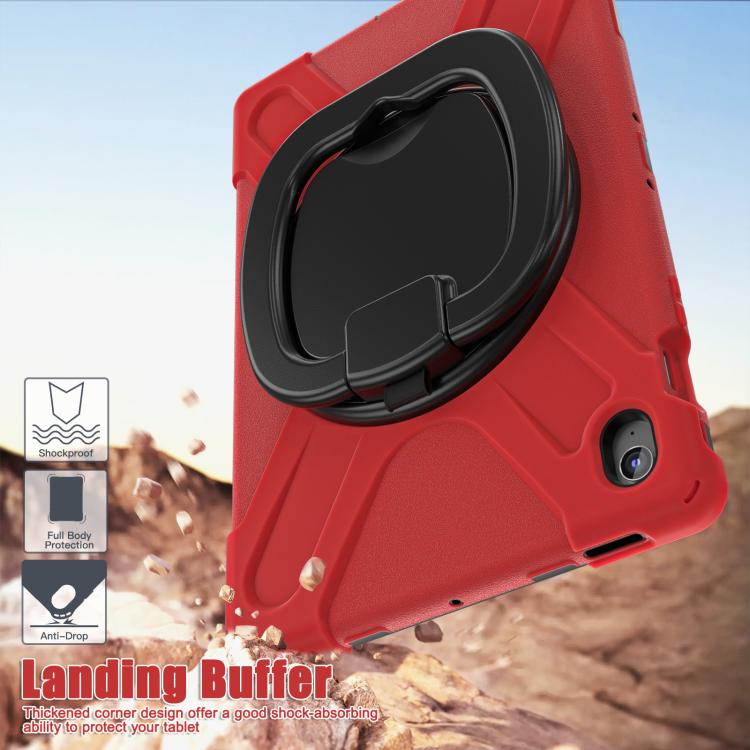 For Samsung Galaxy Tab S10 FE+ Silicone Hybrid PC Tablet Case with Holder & Shoulder Strap
