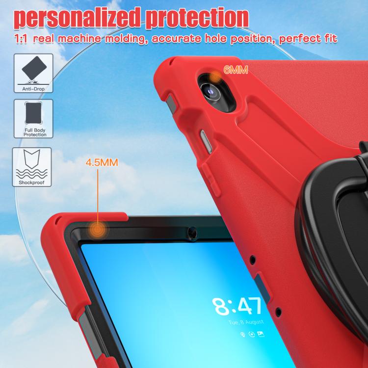 For Samsung Galaxy Tab S10 FE+ Silicone Hybrid PC Tablet Case with Holder & Shoulder Strap