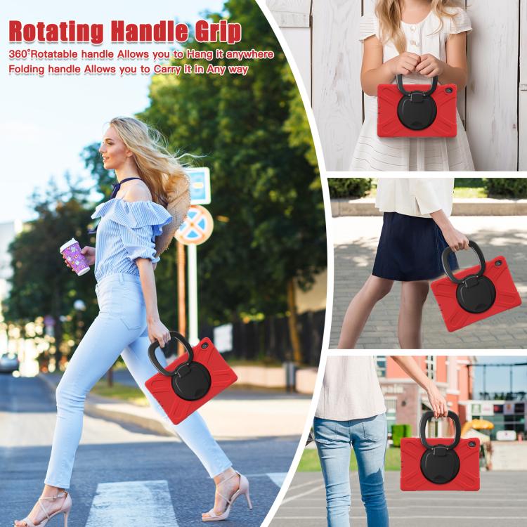 For Samsung Galaxy Tab S10 FE+ Silicone Hybrid PC Tablet Case with Holder & Shoulder Strap