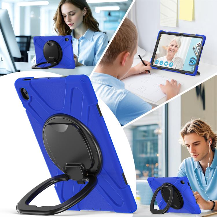 For Samsung Galaxy Tab S10 FE+ Silicone Hybrid PC Tablet Case with Holder & Shoulder Strap