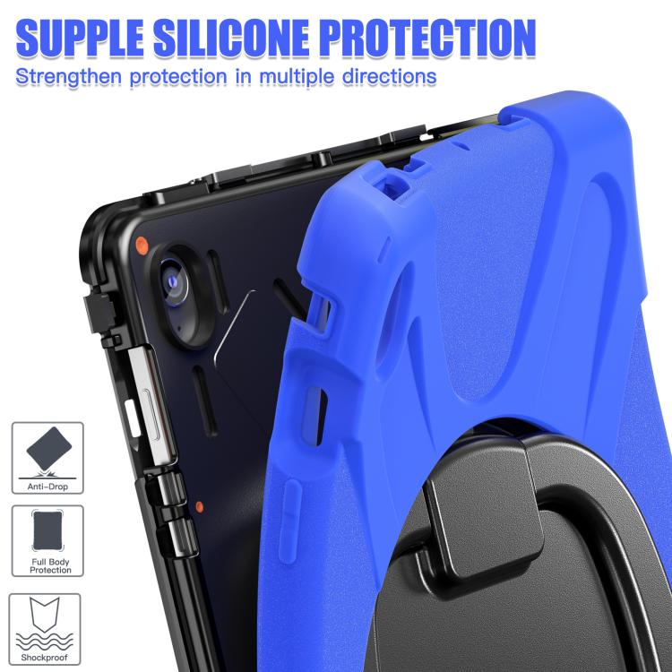 For Samsung Galaxy Tab S10 FE+ Silicone Hybrid PC Tablet Case with Holder & Shoulder Strap