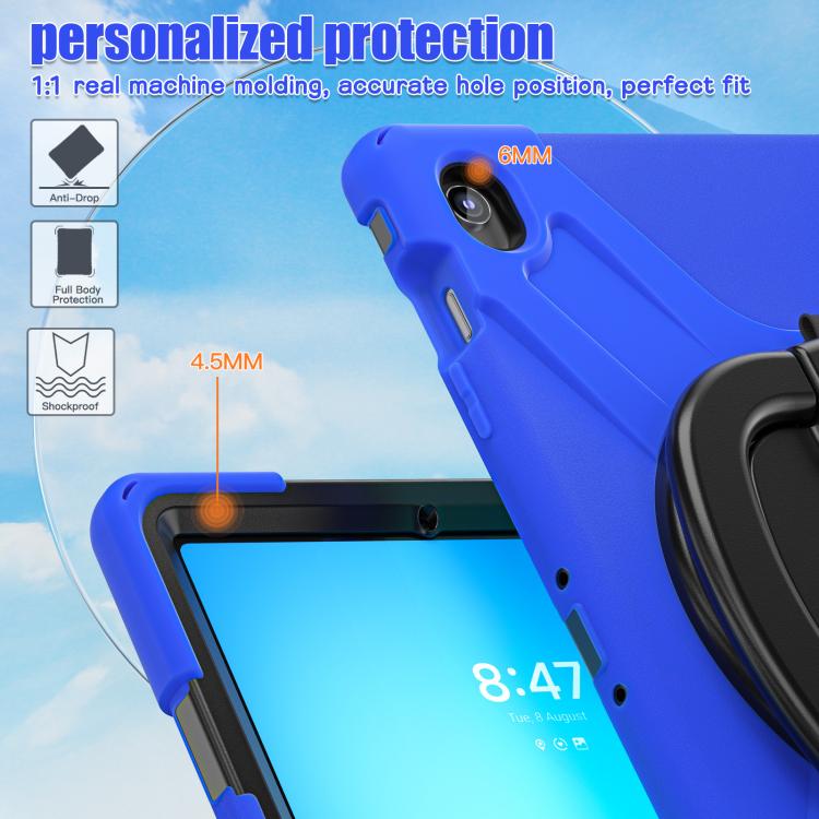 For Samsung Galaxy Tab S10 FE+ Silicone Hybrid PC Tablet Case with Holder & Shoulder Strap
