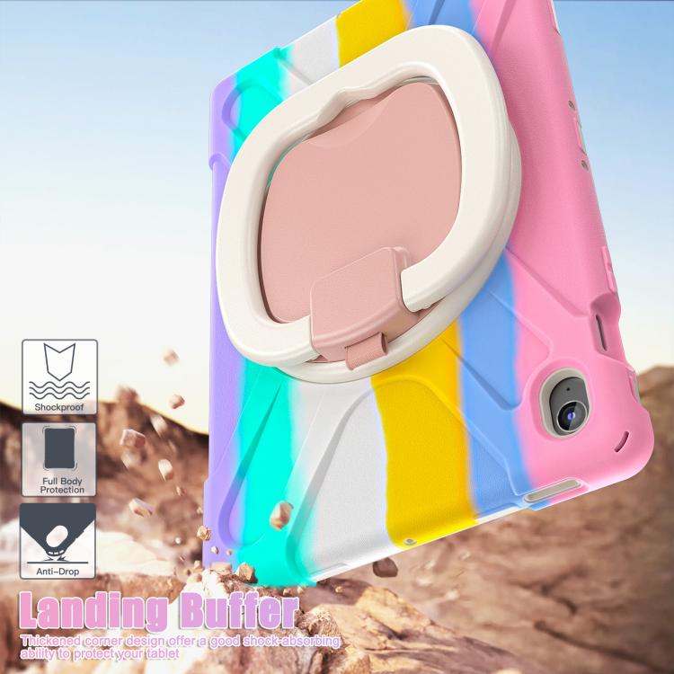For Samsung Galaxy Tab S10 FE+ Silicone Hybrid PC Tablet Case with Holder & Shoulder Strap