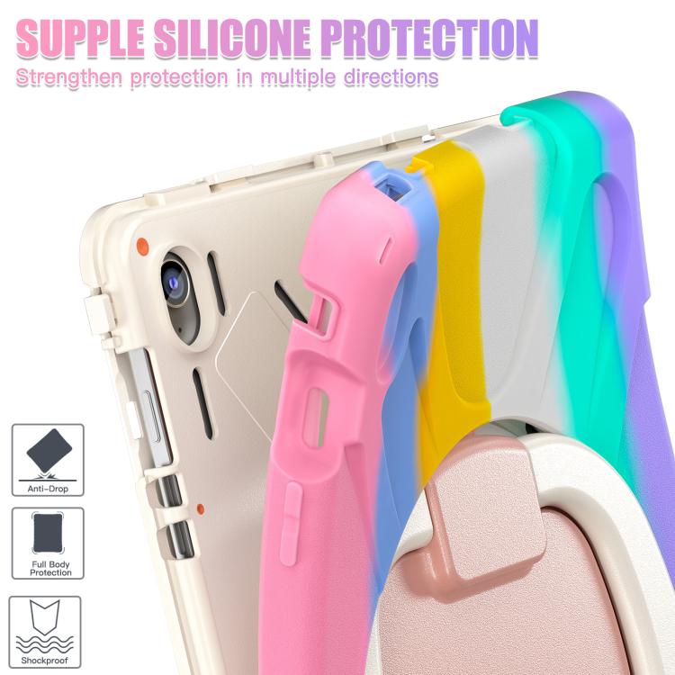 For Samsung Galaxy Tab S10 FE+ Silicone Hybrid PC Tablet Case with Holder & Shoulder Strap