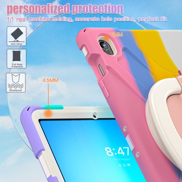 For Samsung Galaxy Tab S10 FE+ Silicone Hybrid PC Tablet Case with Holder & Shoulder Strap
