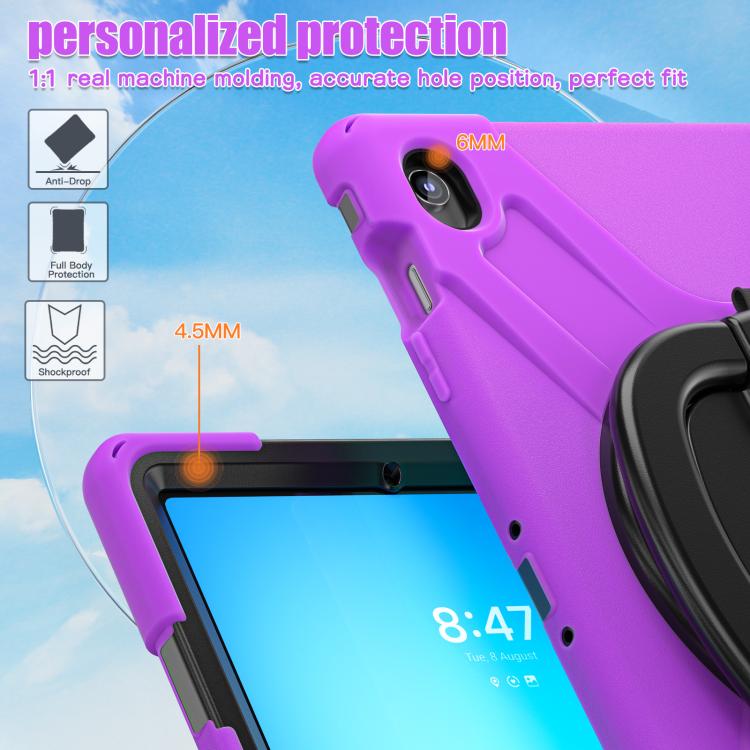 For Samsung Galaxy Tab S10 FE+ Silicone Hybrid PC Tablet Case with Holder & Shoulder Strap