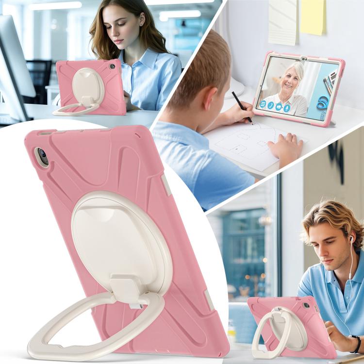 For Samsung Galaxy Tab S10 FE+ Silicone Hybrid PC Tablet Case with Holder & Shoulder Strap