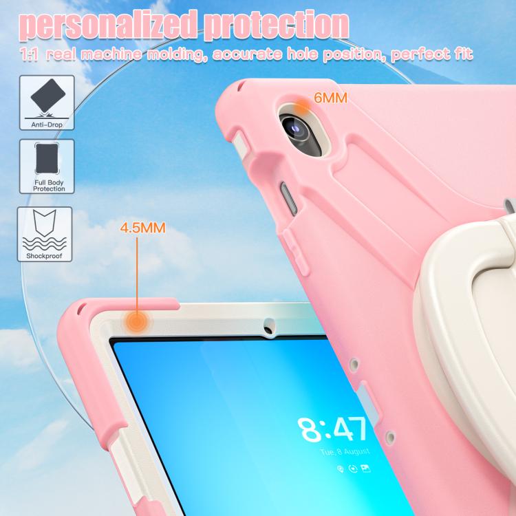 For Samsung Galaxy Tab S10 FE+ Silicone Hybrid PC Tablet Case with Holder & Shoulder Strap