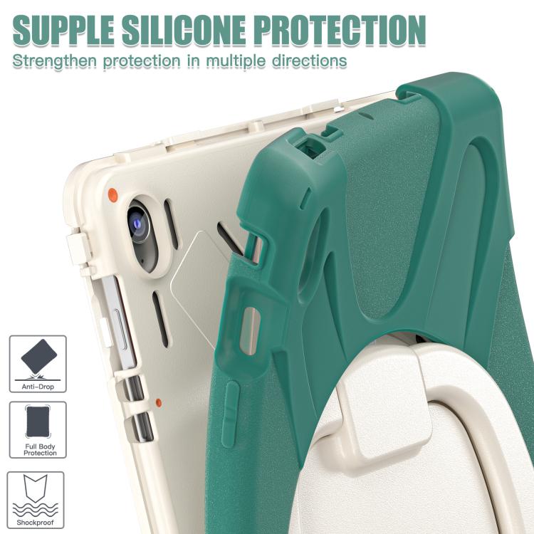 For Samsung Galaxy Tab S10 FE+ Silicone Hybrid PC Tablet Case with Holder & Shoulder Strap