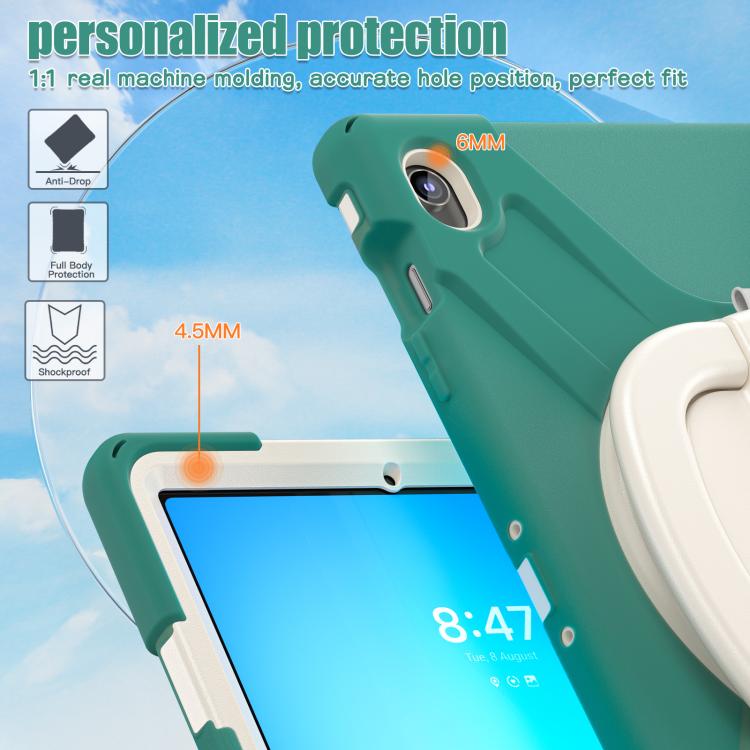 For Samsung Galaxy Tab S10 FE+ Silicone Hybrid PC Tablet Case with Holder & Shoulder Strap