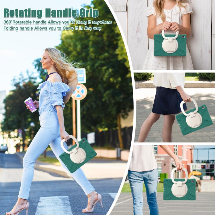 For Samsung Galaxy Tab S10 FE+ Silicone Hybrid PC Tablet Case with Holder & Shoulder Strap