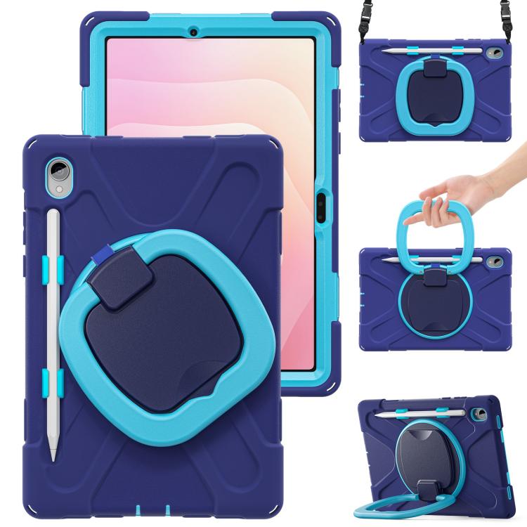 For Samsung Galaxy Tab S11 Silicone Hybrid PC Tablet Case with Holder & Shoulder Strap