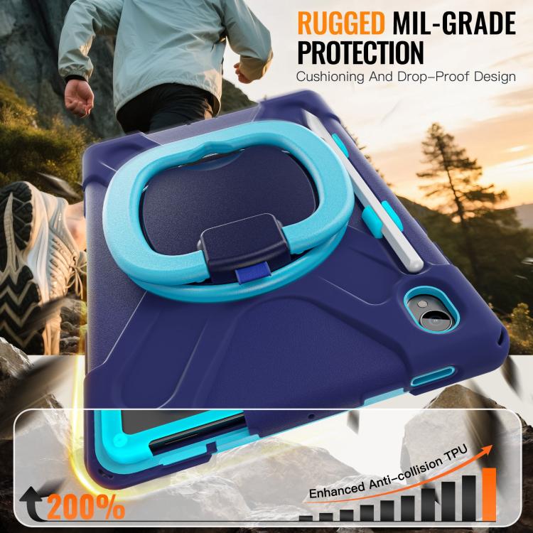 For Samsung Galaxy Tab S11 Silicone Hybrid PC Tablet Case with Holder & Shoulder Strap