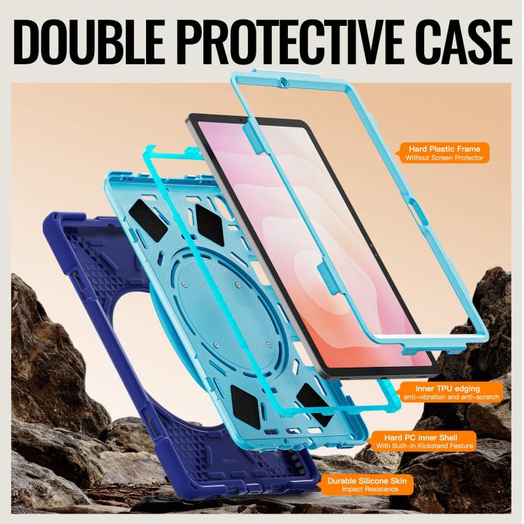 For Samsung Galaxy Tab S11 Silicone Hybrid PC Tablet Case with Holder & Shoulder Strap