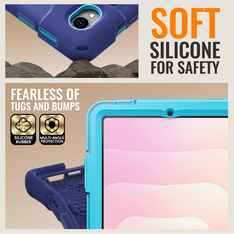 For Samsung Galaxy Tab S11 Silicone Hybrid PC Tablet Case with Holder & Shoulder Strap