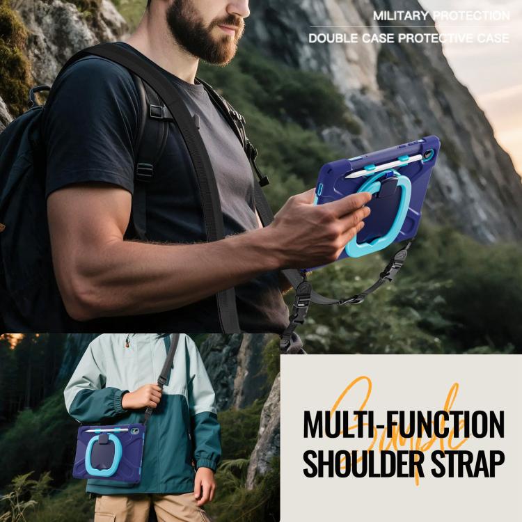 For Samsung Galaxy Tab S11 Silicone Hybrid PC Tablet Case with Holder & Shoulder Strap