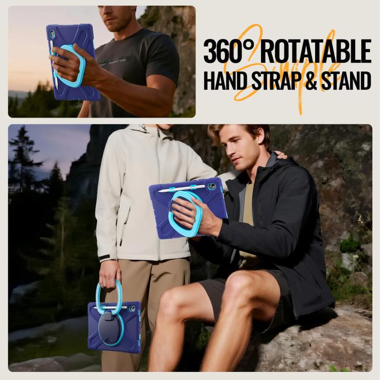 For Samsung Galaxy Tab S11 Silicone Hybrid PC Tablet Case with Holder & Shoulder Strap