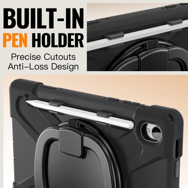 For Samsung Galaxy Tab S11 Silicone Hybrid PC Tablet Case with Holder & Shoulder Strap