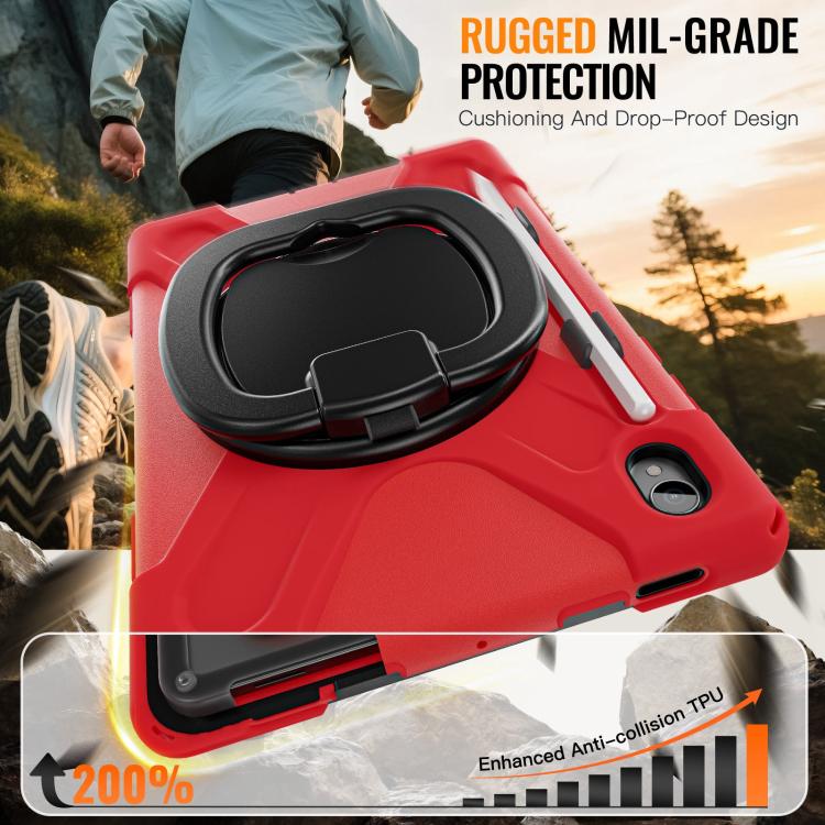 For Samsung Galaxy Tab S11 Silicone Hybrid PC Tablet Case with Holder & Shoulder Strap