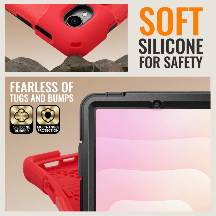 For Samsung Galaxy Tab S11 Silicone Hybrid PC Tablet Case with Holder & Shoulder Strap