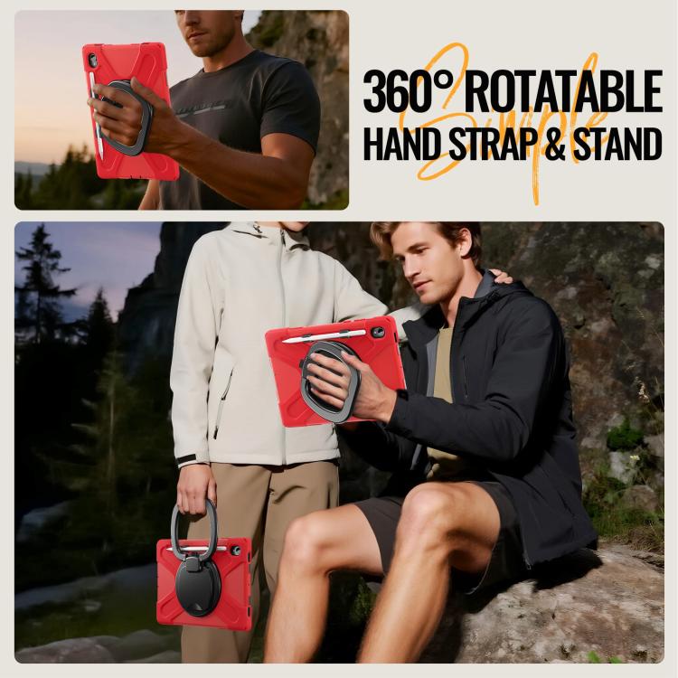 For Samsung Galaxy Tab S11 Silicone Hybrid PC Tablet Case with Holder & Shoulder Strap