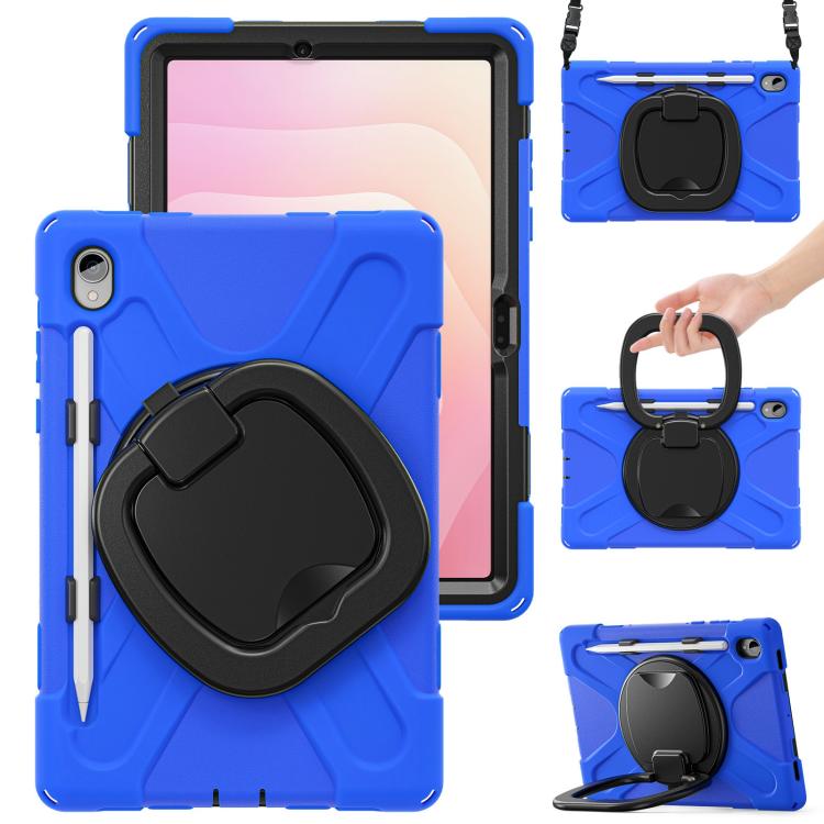 For Samsung Galaxy Tab S11 Silicone Hybrid PC Tablet Case with Holder & Shoulder Strap