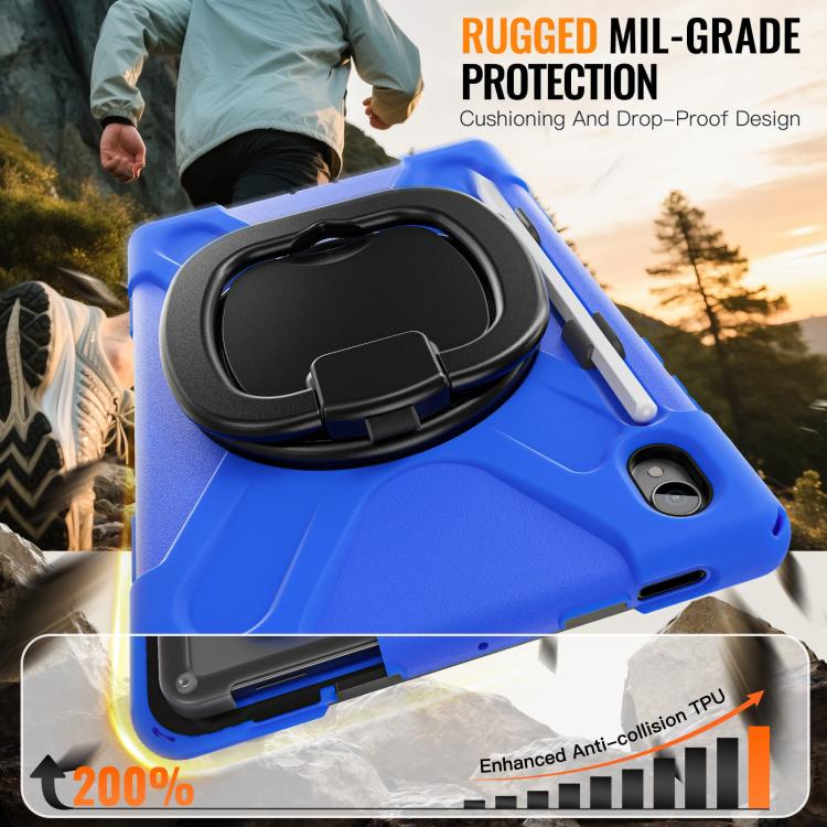 For Samsung Galaxy Tab S11 Silicone Hybrid PC Tablet Case with Holder & Shoulder Strap