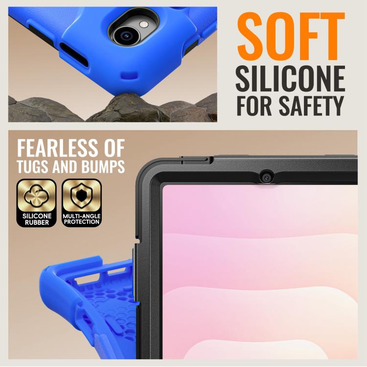 For Samsung Galaxy Tab S11 Silicone Hybrid PC Tablet Case with Holder & Shoulder Strap