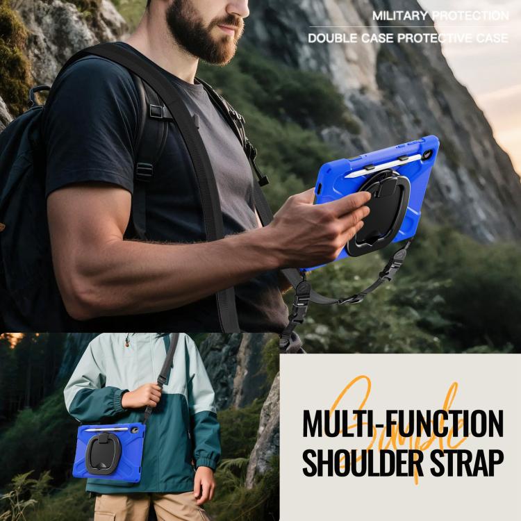 For Samsung Galaxy Tab S11 Silicone Hybrid PC Tablet Case with Holder & Shoulder Strap