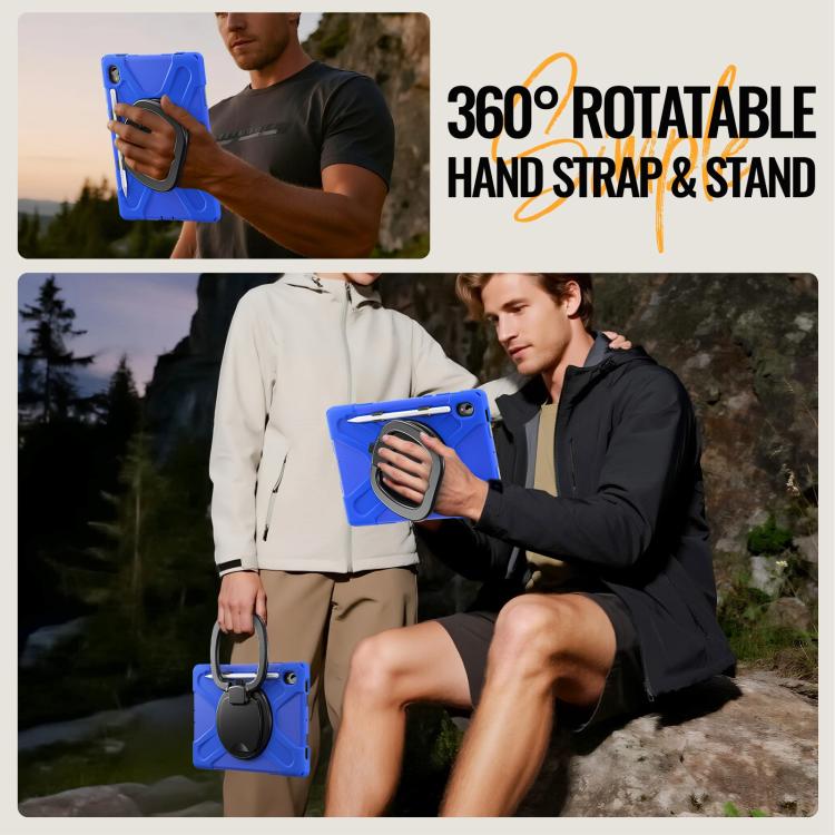For Samsung Galaxy Tab S11 Silicone Hybrid PC Tablet Case with Holder & Shoulder Strap