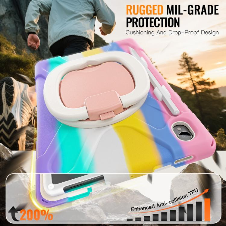 For Samsung Galaxy Tab S11 Silicone Hybrid PC Tablet Case with Holder & Shoulder Strap