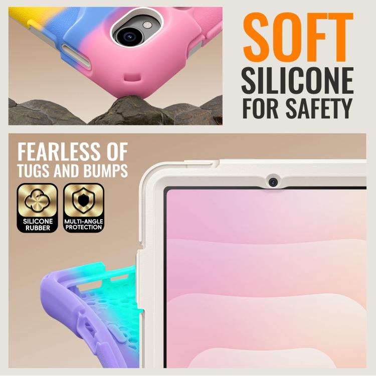 For Samsung Galaxy Tab S11 Silicone Hybrid PC Tablet Case with Holder & Shoulder Strap