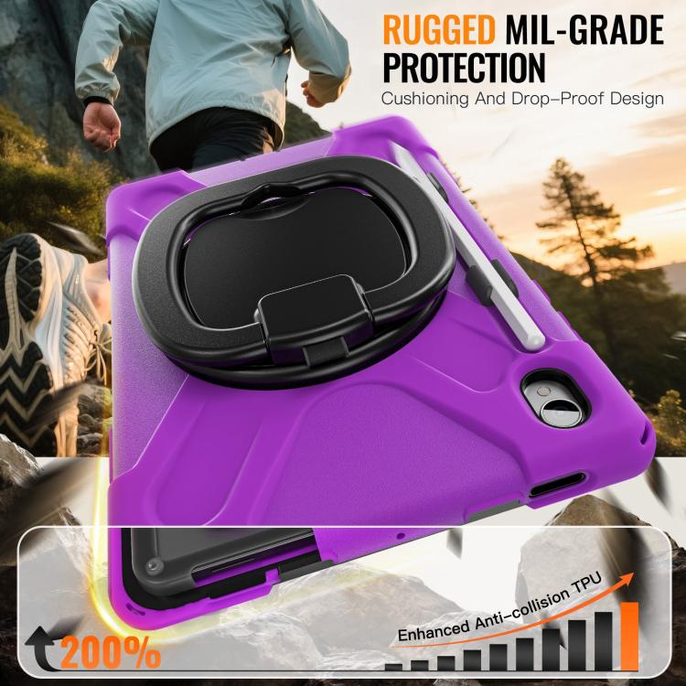 For Samsung Galaxy Tab S11 Silicone Hybrid PC Tablet Case with Holder & Shoulder Strap