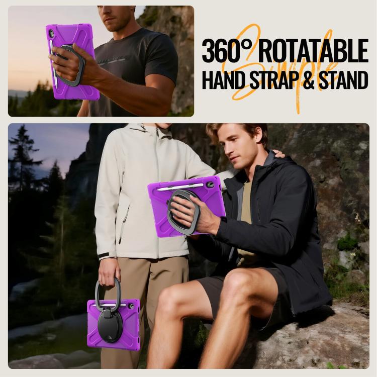 For Samsung Galaxy Tab S11 Silicone Hybrid PC Tablet Case with Holder & Shoulder Strap